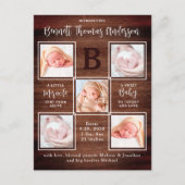 Rustic Personalized 5 Photo New Baby Announance Briefkaart (Voorkant)