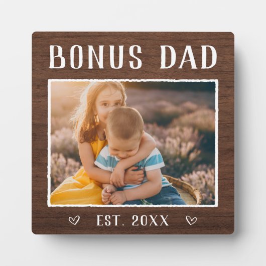 Rustic Personalized Bonus Dad Stepfather Fotoplaat (Voorkant)