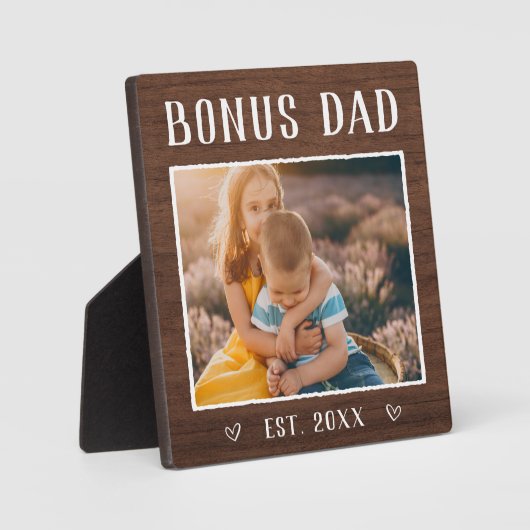 Rustic Personalized Bonus Dad Stepfather Fotoplaat (Voorkant)