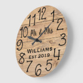 Rustic Personalized Brown Wood Custom Grote Klok (Hoek)