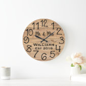 Rustic Personalized Brown Wood Custom Grote Klok (Huis)