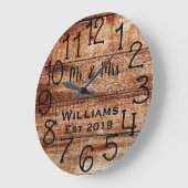 Rustic Personalized Brown Wood Custom Grote Klok (Hoek)