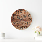 Rustic Personalized Brown Wood Custom Grote Klok (Huis)