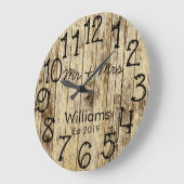 Rustic Personalized Brown Wood Custom Grote Klok (Hoek)
