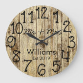 Rustic Personalized Brown Wood Custom Grote Klok (Voorkant)