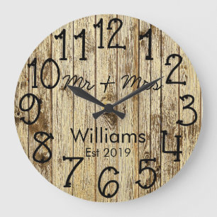 Rustic Personalized Brown Wood Custom Grote Klok
