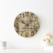 Rustic Personalized Brown Wood Custom Grote Klok (Huis)