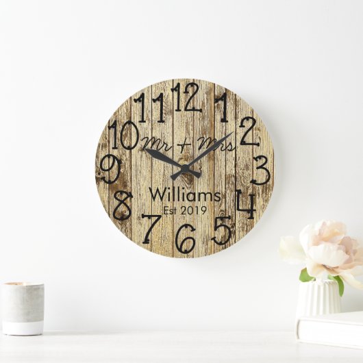 Rustic Personalized Brown Wood Custom Grote Klok (Huis)