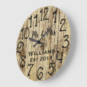 Rustic Personalized Brown Wood Custom Grote Klok (Hoek)