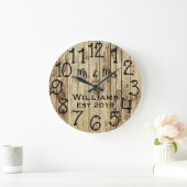 Rustic Personalized Brown Wood Custom Grote Klok (Huis)