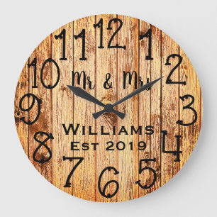 Rustic Personalized Brown Wood Custom Grote Klok