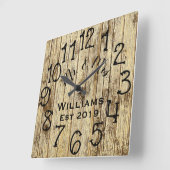 Rustic Personalized Brown Wood Custom Vierkante Klok (Hoek)