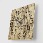Rustic Personalized Brown Wood Custom Vierkante Klok (Hoek)
