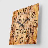 Rustic Personalized Brown Wood Custom Vierkante Klok (Hoek)