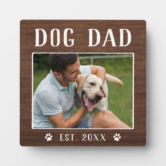 Rustic Personalized Dog Dad Photo Fotoplaat (Voorkant)