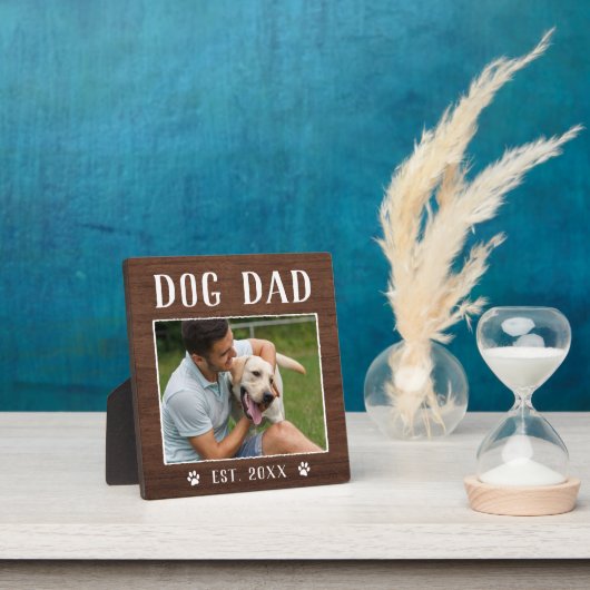 Rustic Personalized Dog Dad Photo Fotoplaat (Insitu)