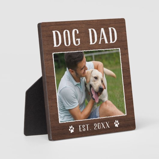 Rustic Personalized Dog Dad Photo Fotoplaat (Voorkant)