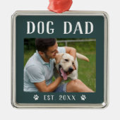 Rustic Personalized Dog Dad Photo Metalen Ornament (Voorkant)
