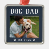 Rustic Personalized Dog Dad Photo Metalen Ornament (Voorkant)