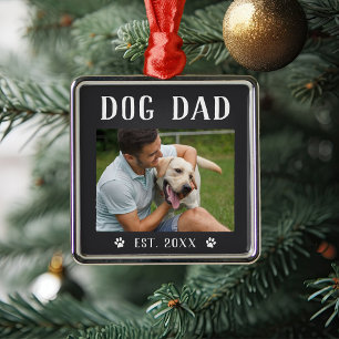 Rustic Personalized Dog Dad Photo Metalen Ornament