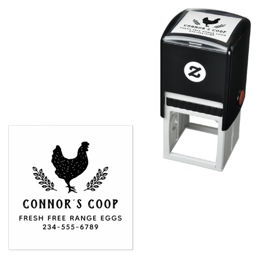 Rustic Personalized Farm Or Chicken Coop Egg Zelfinktende Stempel (In situ)
