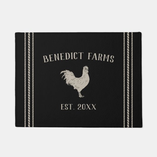 Rustic Personalized Farmhouse Rooster Deurmat (Voorkant)