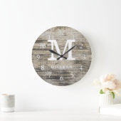 Rustic Personalized Farmhouse Wood Monogram Grote Klok (Huis)