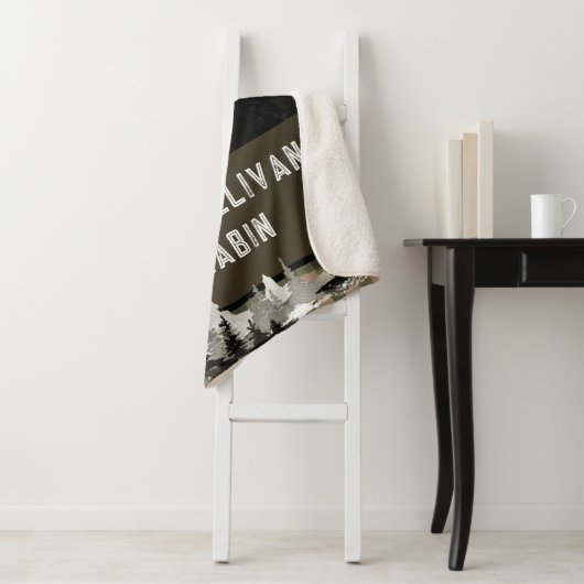 Rustic Personalized Forest Cabin Grizzly Beer Sherpa Deken (In situ)