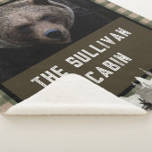 Rustic Personalized Forest Cabin Grizzly Beer Sherpa Deken (3/4)