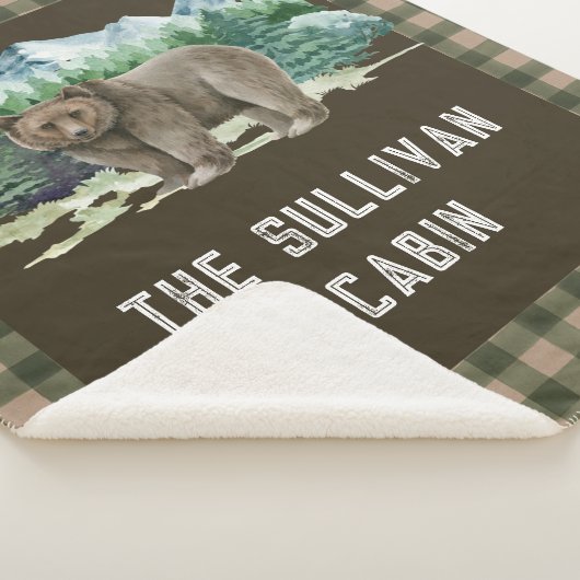 Rustic Personalized Forest Cabin Grizzly Beer Sherpa Deken (3/4)