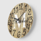 Rustic Personalized Monogram Wood Anniversary Grote Klok (Hoek)