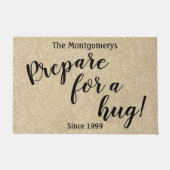 Rustic Personalized Name Fun "Prepare for a Hug" Deurmat (Voorkant)