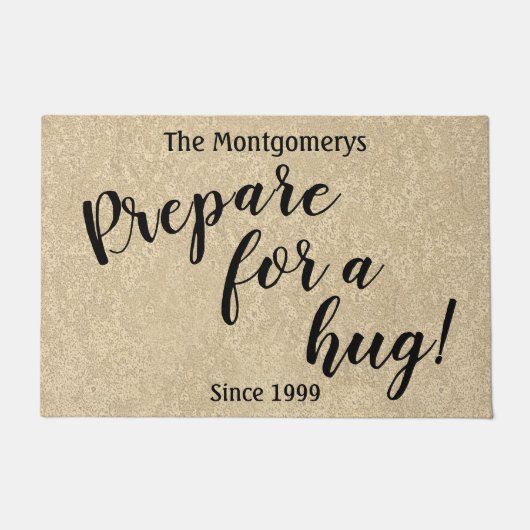 Rustic Personalized Name Fun "Prepare for a Hug" Deurmat (Voorkant)