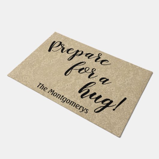 Rustic Personalized Name Fun Prepare for a Hug Deurmat (Schuin)