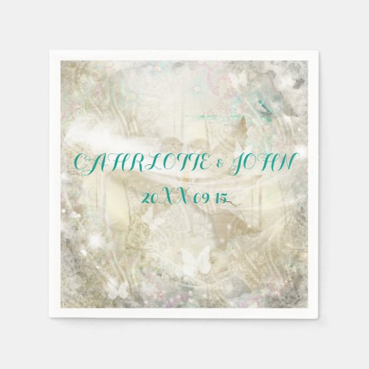 Rustic Personalized Wedding Napkins Servetten (Voorkant)