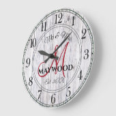 Rustic Personalized Wedding Passen getrouwd Monogr Grote Klok (Hoek)