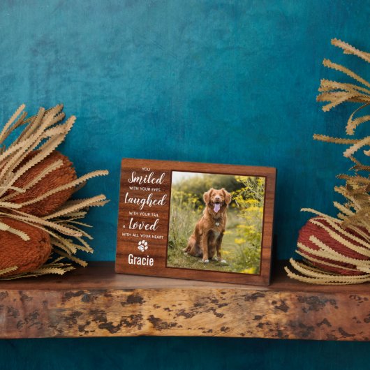 Rustic Persoonlijk Keepasje Dog Pet Memorial Fotoplaat (Zijkant)