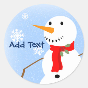 Rustic Persoonlijke benaming Snowman Ronde Sticker