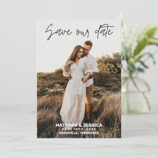 Rustic Persoonlijke bruiloft sparen de Datum Save The Date (Staand voorkant)