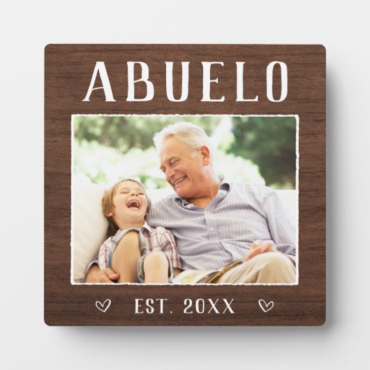 Rustic Persoonlijke foto Abuelo Grandpa Fotoplaat (Voorkant)