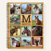 Rustic Persoonlijke foto van Horse Monogram Collag Notitieboek (Voorkant)