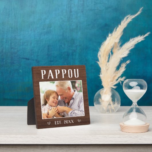 Rustic Persoonlijke foto van Pappou Grandpa Fotoplaat (Insitu)