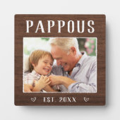 Rustic persoonlijke foto van Pappous Grandpa Fotoplaat (Voorkant)