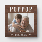 Rustic Persoonlijke foto van Poppop Grandpa Fotoplaat (Voorkant)