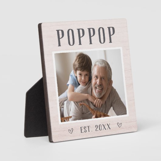 Rustic Persoonlijke foto van Poppop Grandpa Fotoplaat (Voorkant)