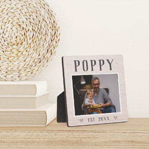 Rustic Persoonlijke foto van Poppy Grandpa Fotoplaat