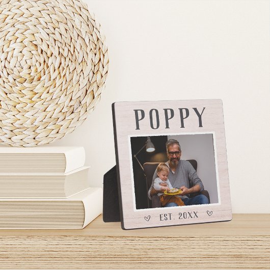 Rustic Persoonlijke foto van Poppy Grandpa Fotoplaat