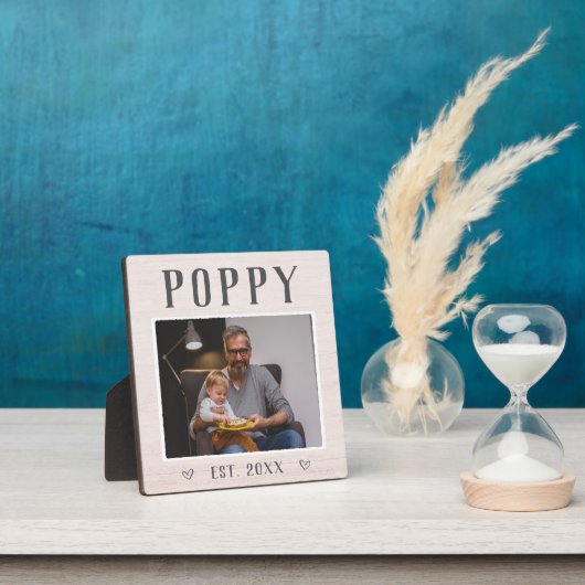 Rustic Persoonlijke foto van Poppy Grandpa Fotoplaat (Insitu)