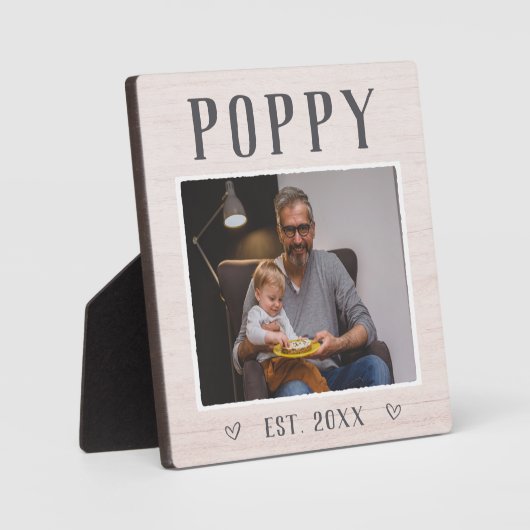 Rustic Persoonlijke foto van Poppy Grandpa Fotoplaat (Voorkant)