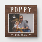 Rustic Persoonlijke foto van Poppy Grandpa Fotoplaat (Voorkant)
